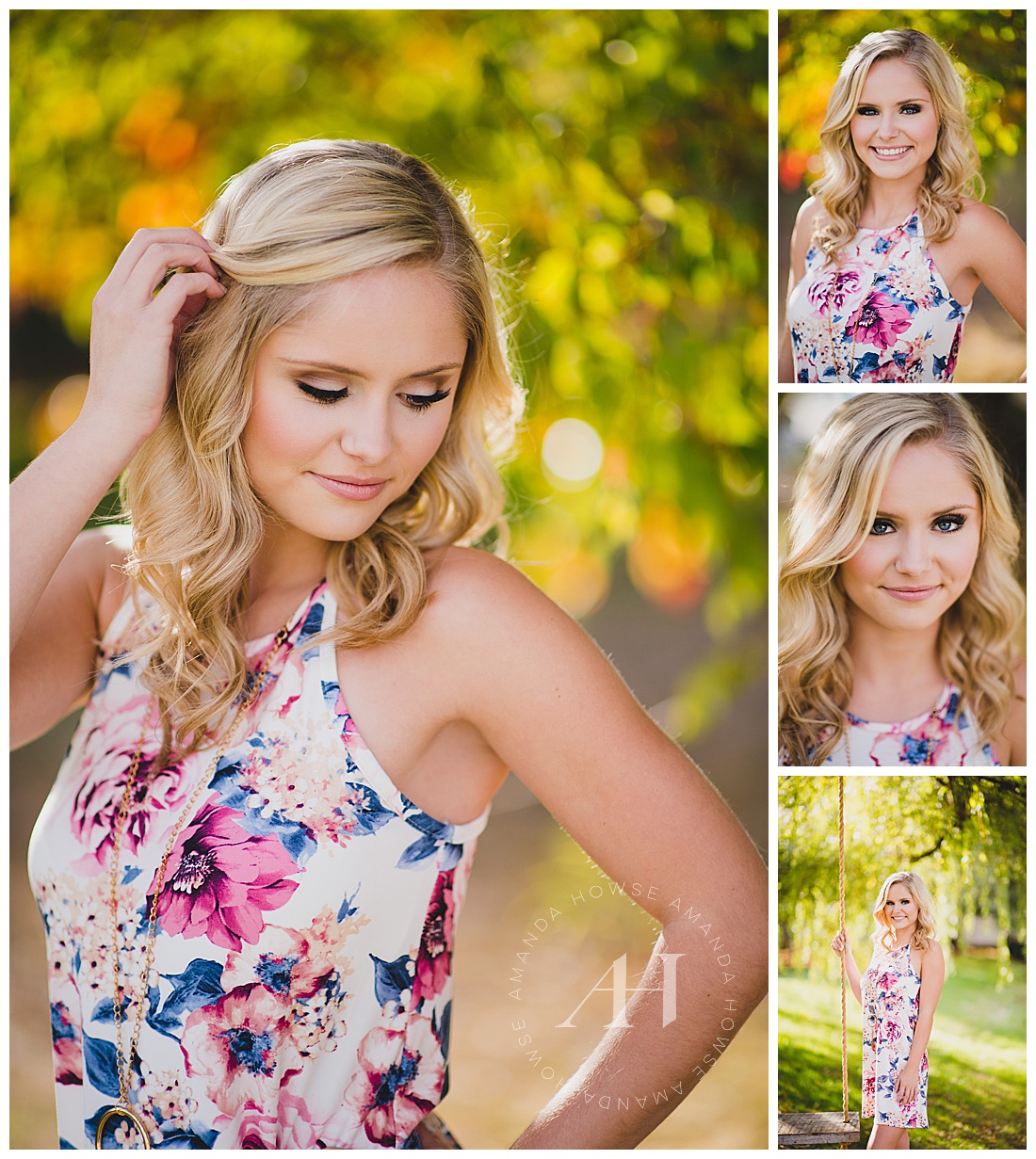 Gorgeous Sunlit Senior Portraits with Floral Gown Photographed by Tacoma Senior Photographer Amanda Howse