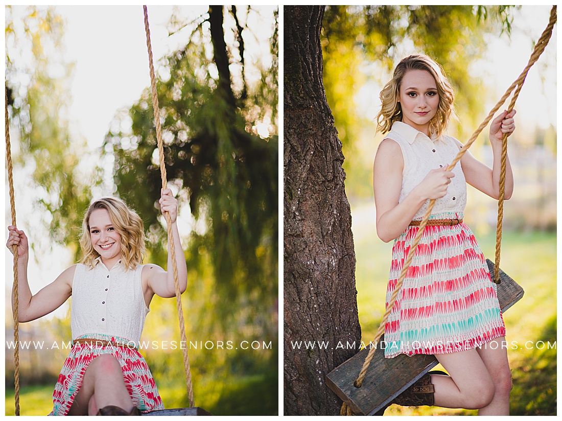 Gorgeous Senior Photos on a Tree Swing with Cute Outfit Inspiration Photographed by Tacoma Senior Photographer Amanda Howse