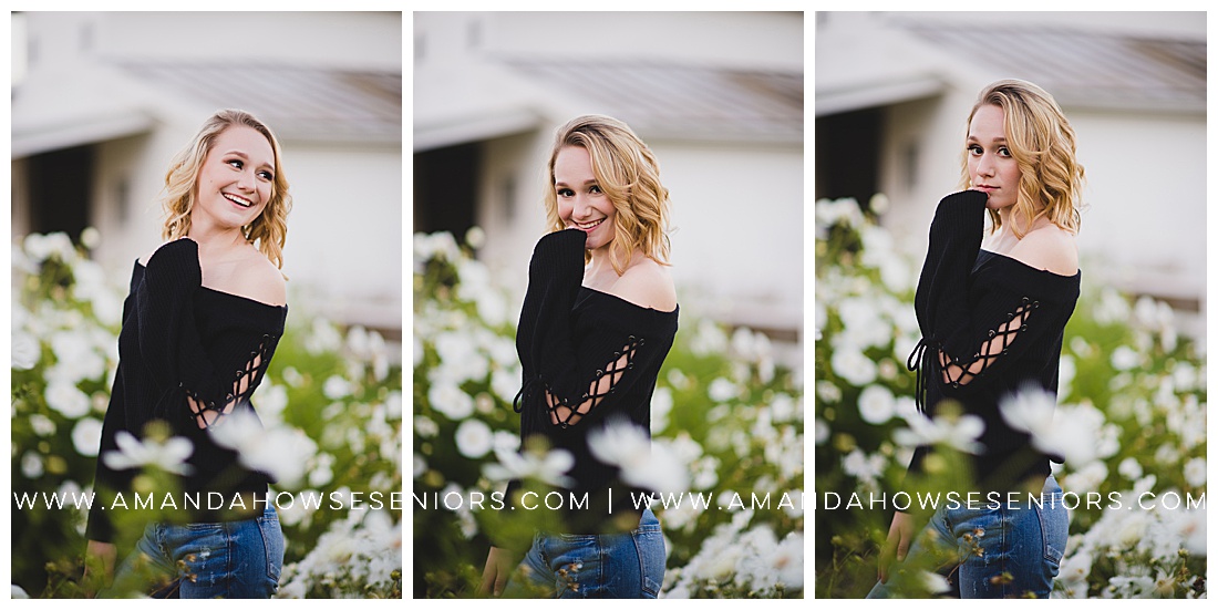 Cute Senior Photos in a Field of Wildflowers with Casual Outfit Inspiration by Tacoma Senior Photographer Amanda Howse