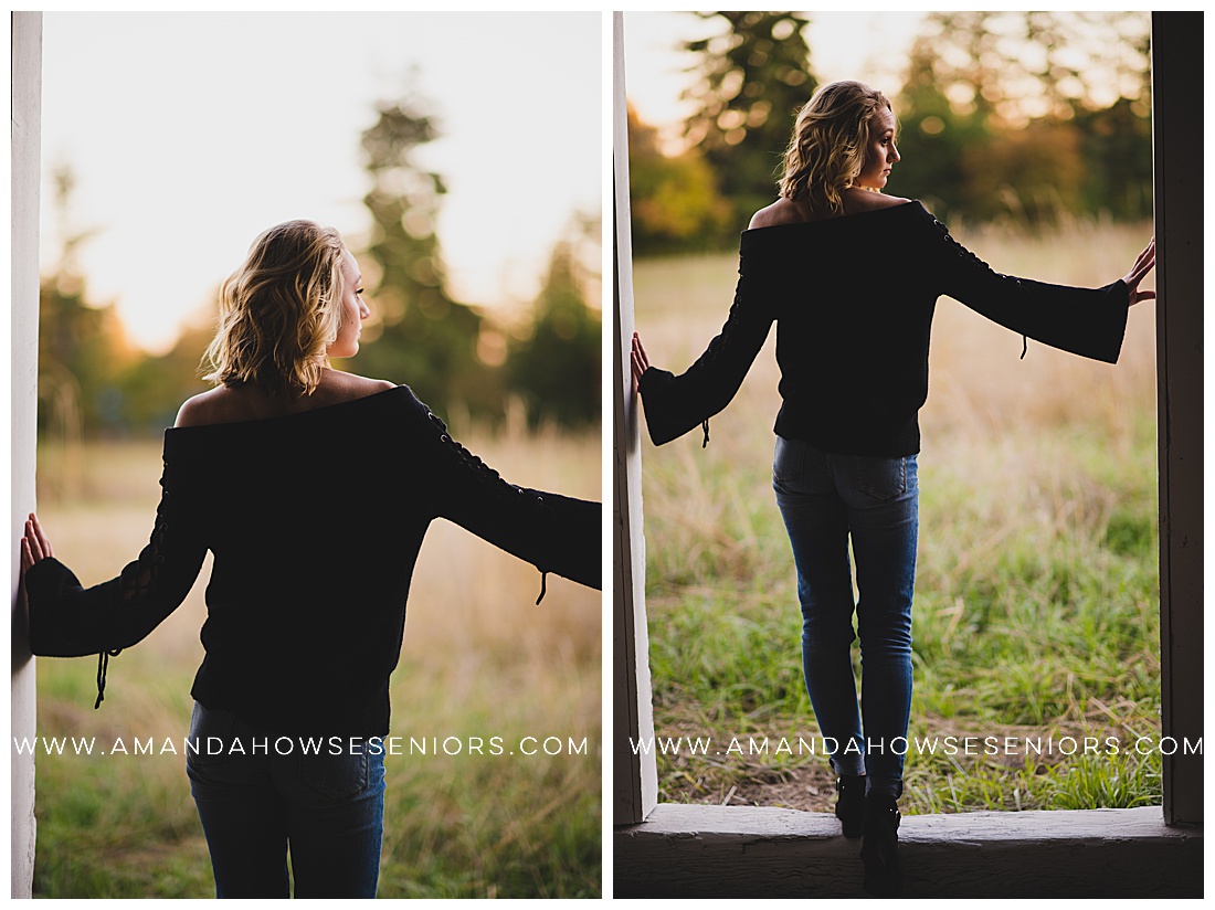 Rustic Senior Portraits with Gorgeous Light and Open Meadow Photographed by Tacoma Senior Photographer Amanda Howse