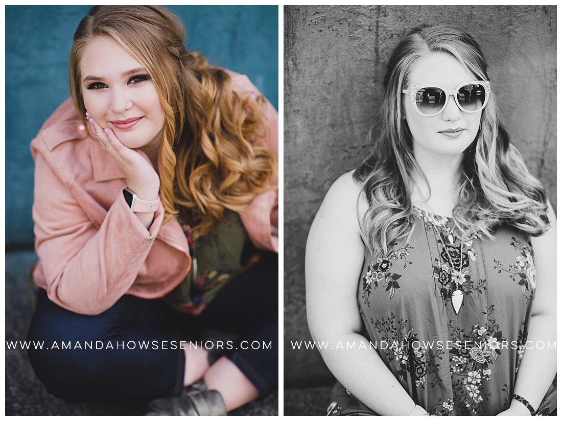 City Senior Portraits in Downtown Tacoma with Colorful Backgrounds and Fun Outfits Photographed by Tacoma Senior Photographer Amanda Howse