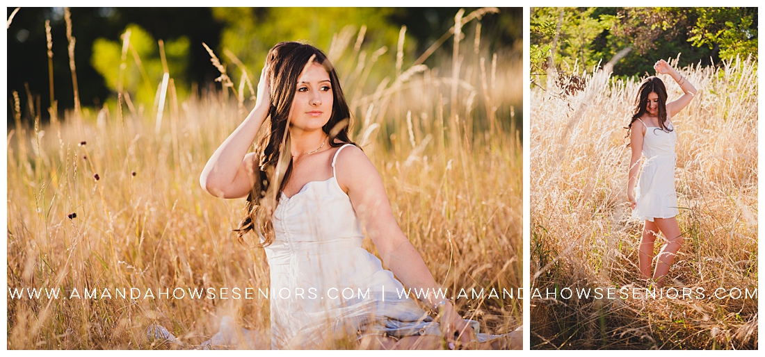 Golden Hour Senior Portraits in Tall Grass Field near Ft. Stilly Photographed by Tacoma Photographer Amanda Howse