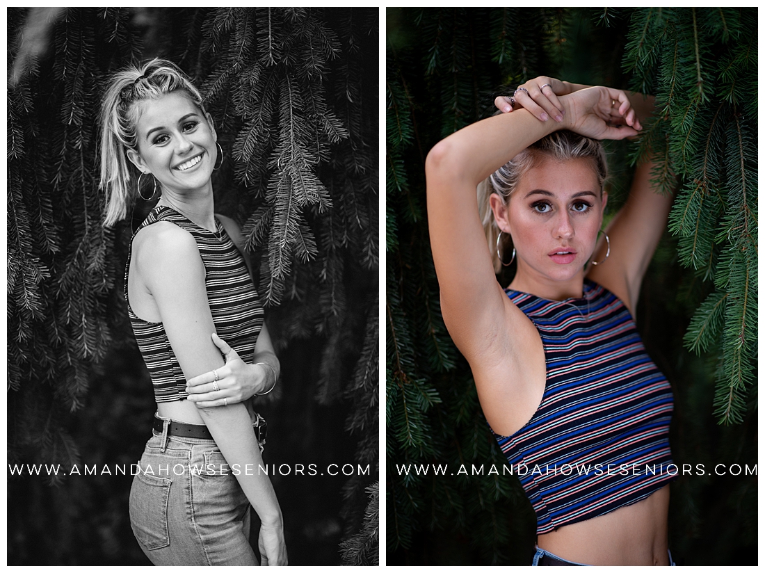 Laid-Back Senior Portraits with Striped Crop Top and Jeans Photographed by Tacoma Senior Photographer Amanda Howse