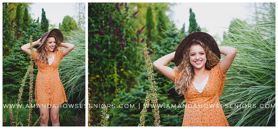 Cute Senior Portraits with Stylish Hat in Point Defiance Garden Photographed by Tacoma Senior Photographer Amanda Howse