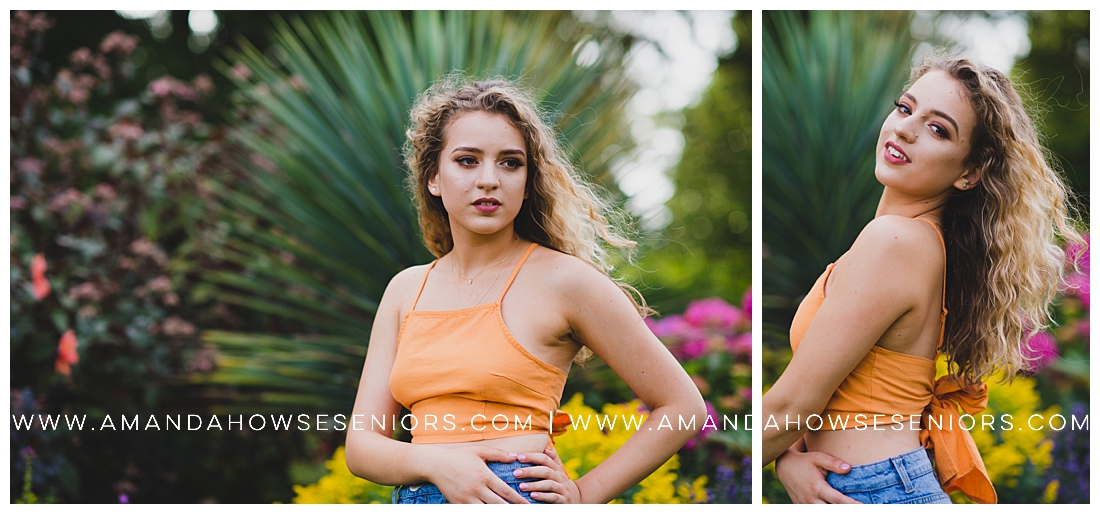 Gorgeous Pt. Defiance Senior Portraits with Andrea Among Tropical Plants and Wildflowers Photographed by Tacoma Senior Photographer Amanda Howse 
