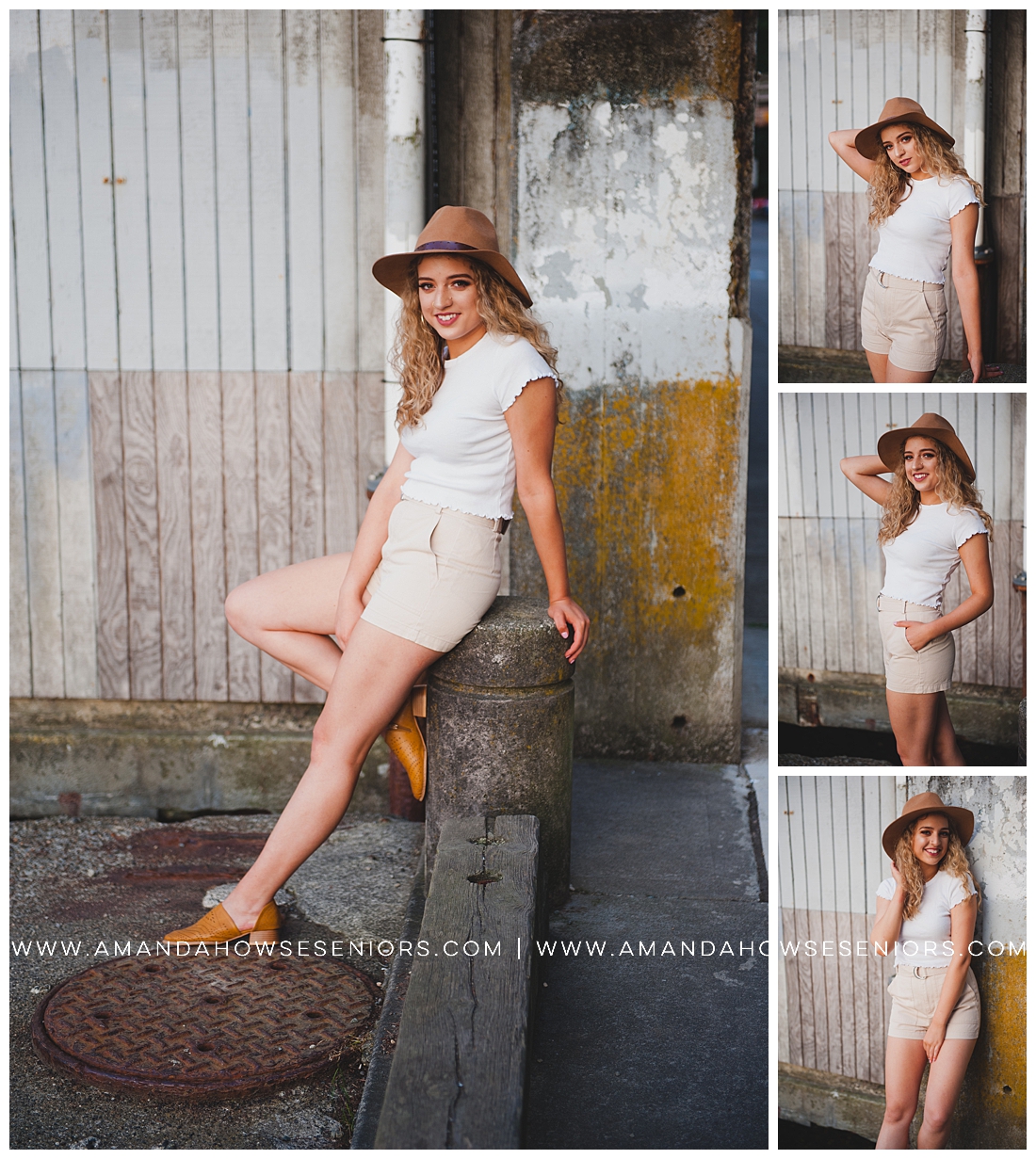 Cute Senior Portrait Outfit Inspo with White Top & Shorts in Pt. Defiance Photographed by Tacoma Senior Photographer Amanda Howse