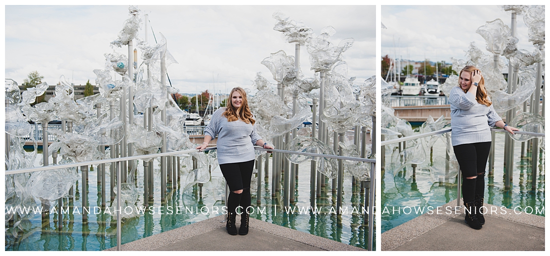 Downtown Tacoma Museum of Glass Senior Portraits with Urban Outfit Inspo Photographed by Tacoma Senior Photographer Amanda Howse