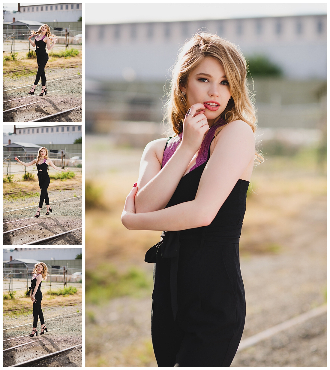 Glam Senior Portraits with Black Jumpsuit in Downtown Tacoma Photographed by Amanda Howse