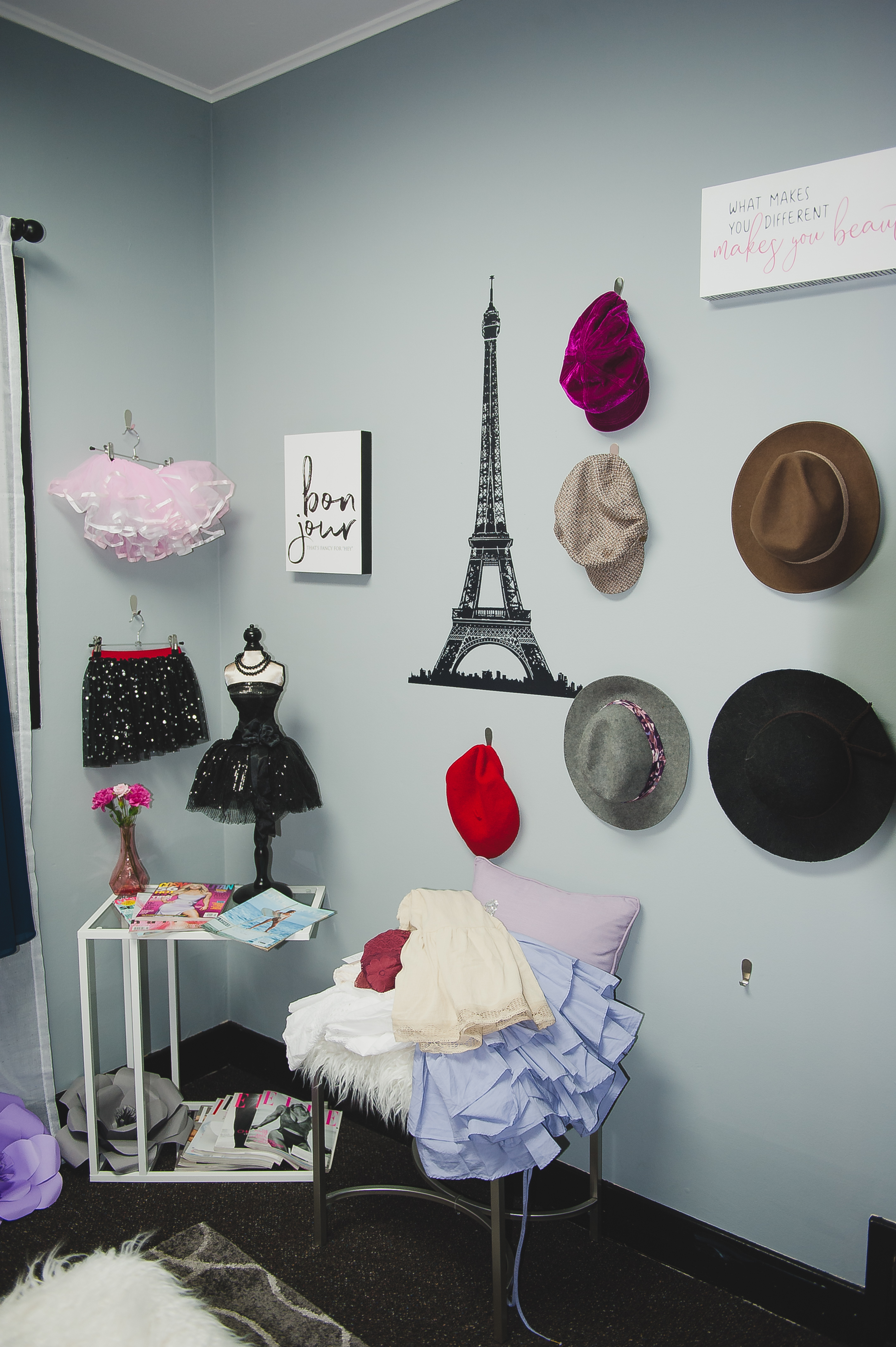 Fun Accessories Wall in the AHP Style Closet at Studio 253 in Tacoma for Senior Portraits by Amanda Howse 