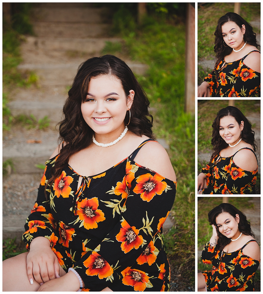 Cute Senior Portraits in Tacoma on the Beach in a Floral Romper Photographed by Tacoma Senior Photographer Amanda Howse