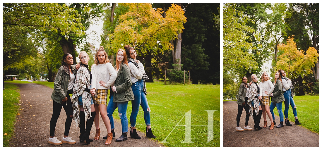 Fall Senior Portrait Outfit Inspo with Plaid Scarves, Jeans and Boots Photographed by Tacoma Senior Photographer Amanda Howse