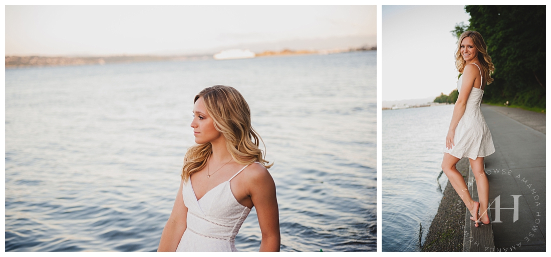 Looking out at the Beach during Senior Portraits by the Water photographed by Tacoma Senior Photographer Amanda Howse