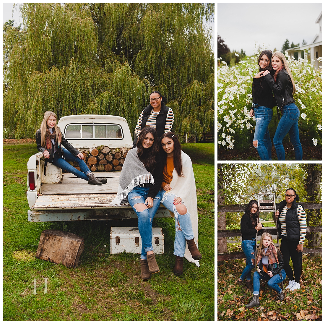 Senior portraits with a vintage truck photographed at Wild Hearts Farm by Tacoma Photographer Amanda Howse