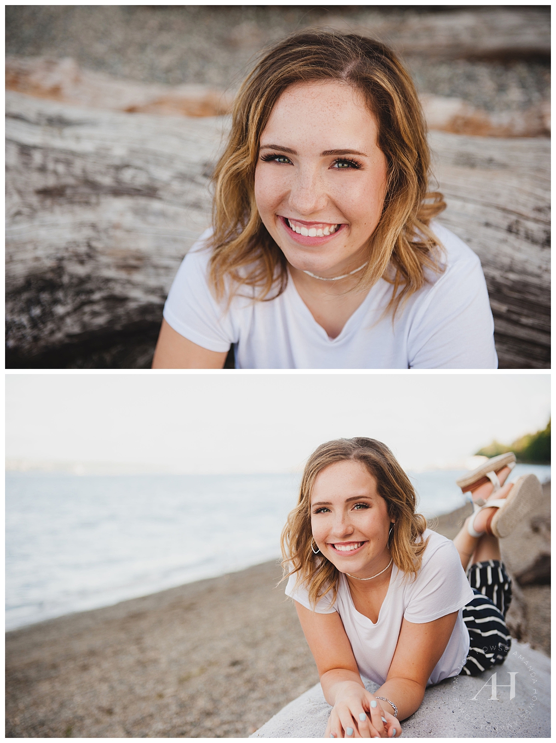 Senior Portraits on the Beach Barefoot with Cute Outfit Ideas Photographed by Tacoma Senior Photographer Amanda Howse