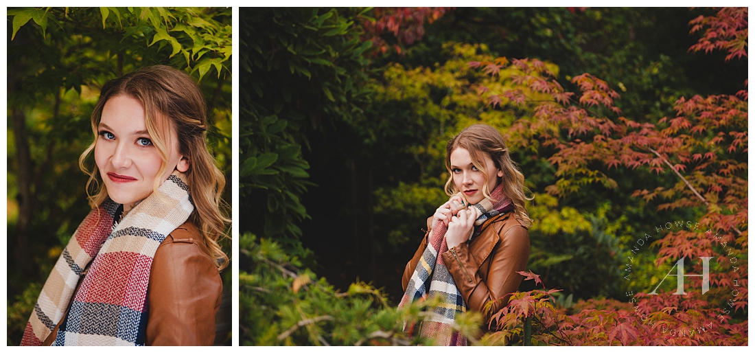 Gorgeous Fall Senior Portrait Session in Kubota Garden with Changing Fall Leaves Photographed by Tacoma Senior Photographer Amanda Howse