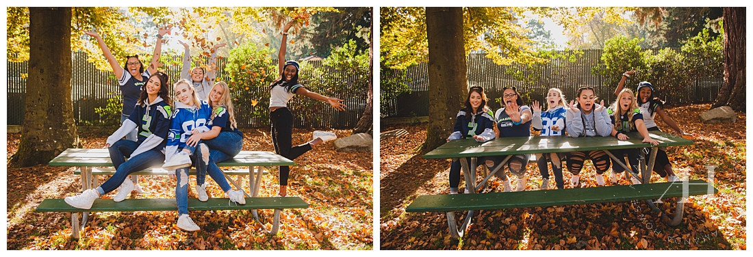 Autumn photo shoot with group of High School Seniors in Tacoma photographed by Amanda Howse