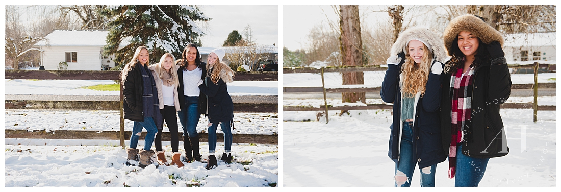 Winter Farm Portraits of High School Senior Girls Photographed by Tacoma Senior Photographer Amanda Howse
