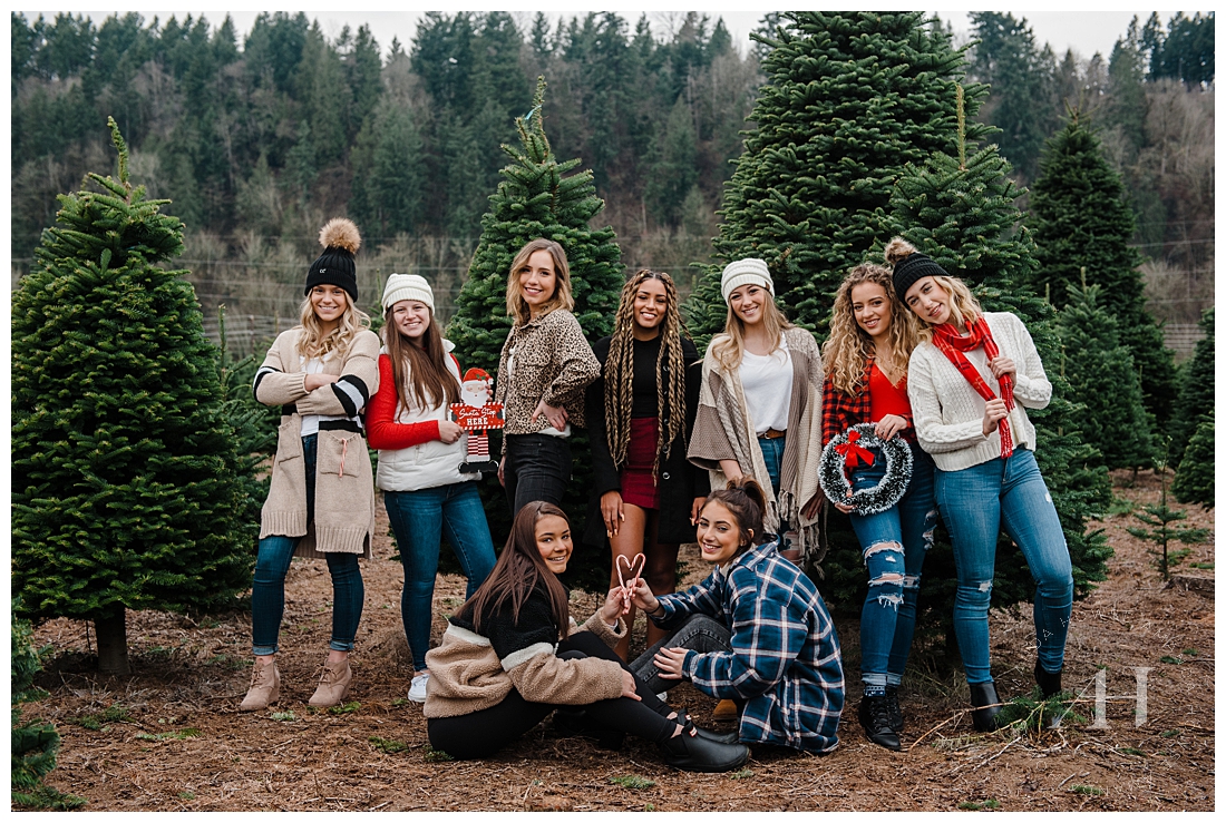 AHP Model Team Class of 2020 Winter Holiday Photoshoot at a Puyallup Tree Farm Photographed by Tacoma Senior Photographer Amanda Howse