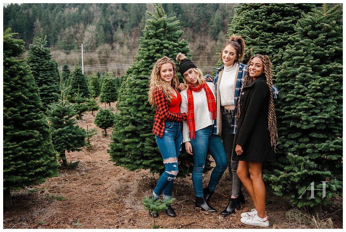 Fun Winter Photoshoot with Christmas Tree and Holiday Decor Photographed by Tacoma Senior Photographer Amanda Howse