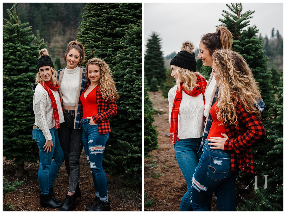 Playful Winter Photoshoot at Puyallup Christmas Tree Farm Photographed by Tacoma Senior Photographer Amanda Howse
