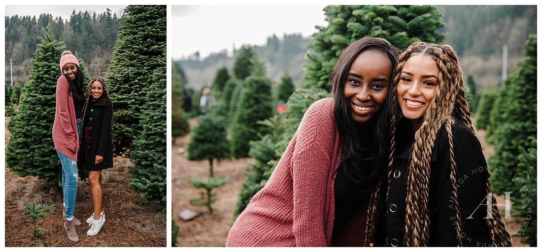 BFF Portrait Session at a Christmas Tree Farm Photographed by Tacoma Senior Photographer Amanda Howse