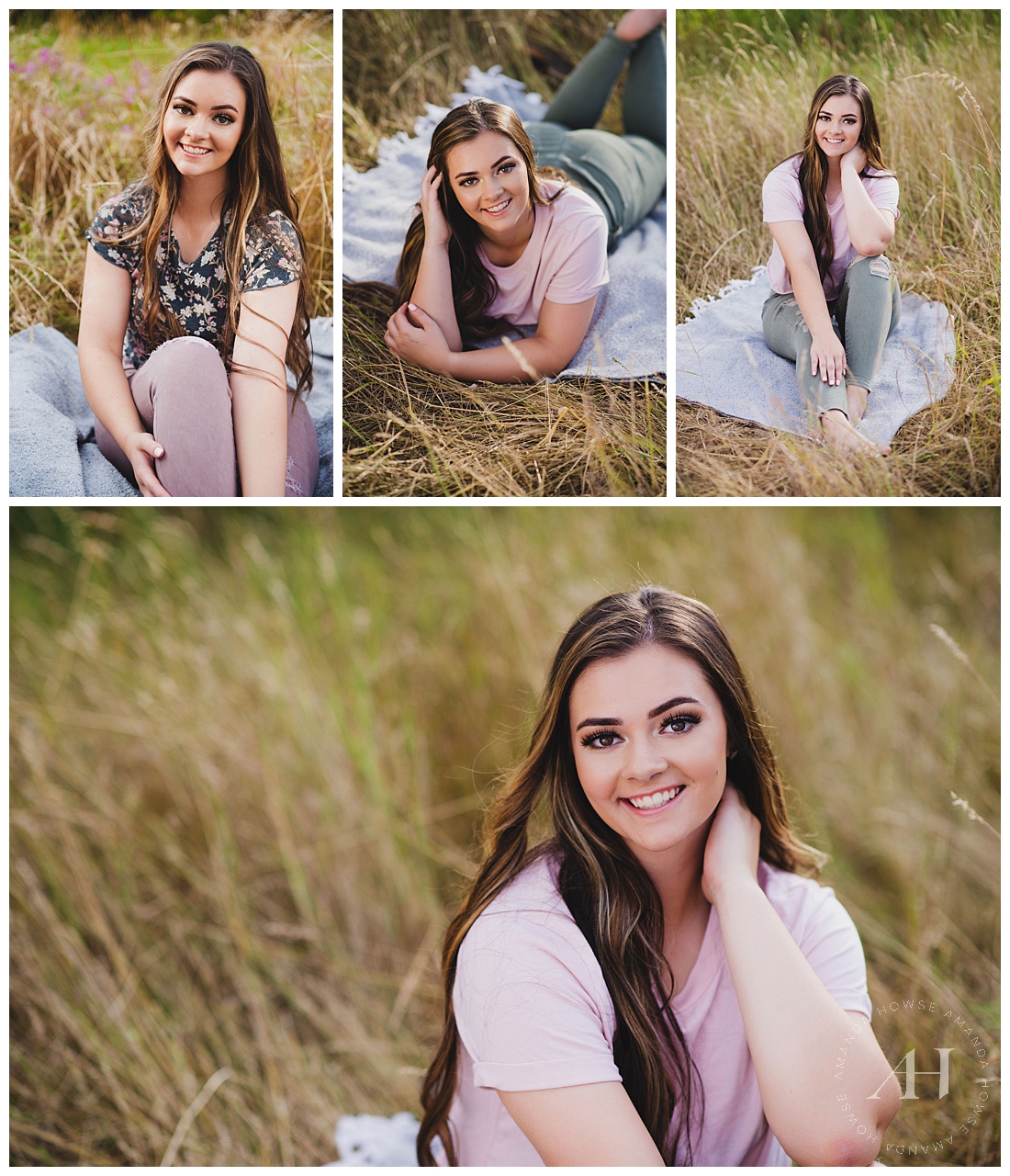 Senior Portraits in a Grassy Field photographed by Tacoma senior photographer Amanda Howse