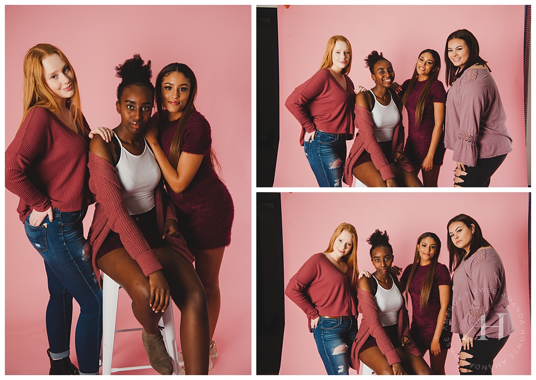 Group portraits of the AHP Model Team in Valentine's Day outfits | Photographed by Tacoma Senior Photographer Amanda Howse