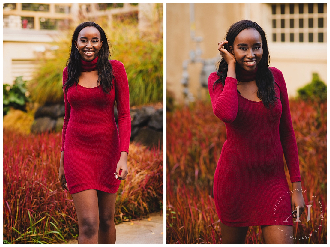 Bold Red Dress for Senior Portraits in Point Defiance | Photographed by Tacoma Senior Photographer Amanda Howse