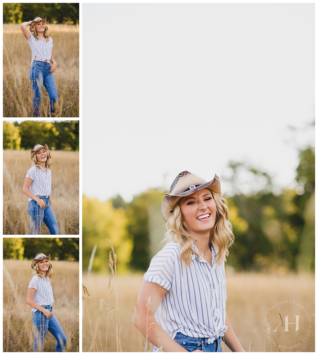 Senior Portraits in a Field with Country Outfit Inspo photographed by Tacoma Senior Photographer Amanda Howse