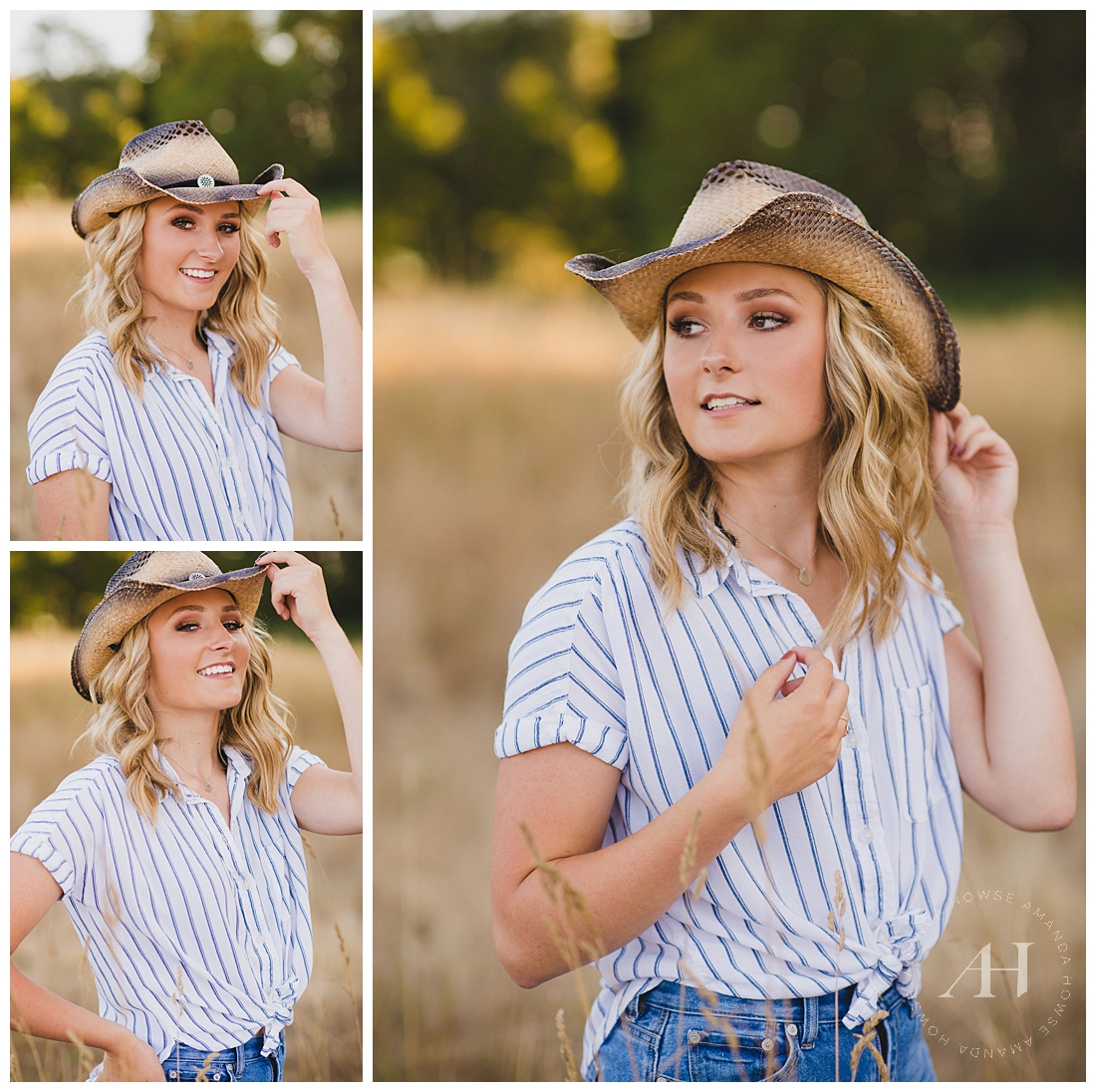 Country Senior Portraits in Fort Steilacoom with Cowboy Hat and Casual Outfit Inspo photographed by Tacoma Senior Photographer Amanda Howse