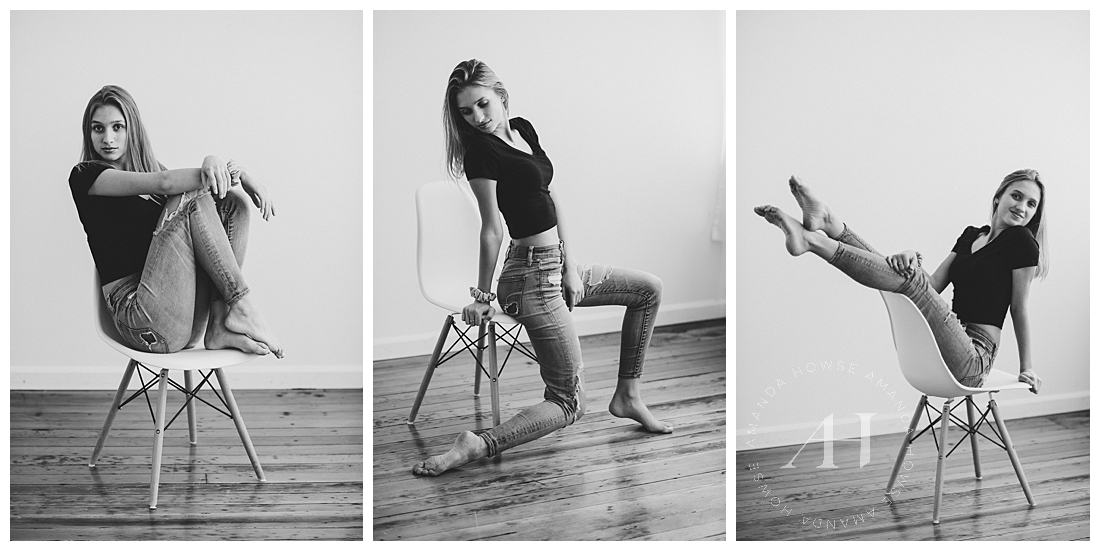 Indoor senior portraits with pose ideas | Unedited senior photos | Photographed by Tacoma Senior Photographer Amanda Howse