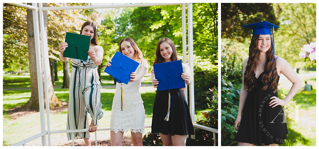 Cute portraits of high school seniors with graduation outfits photographed by Amanda Howse