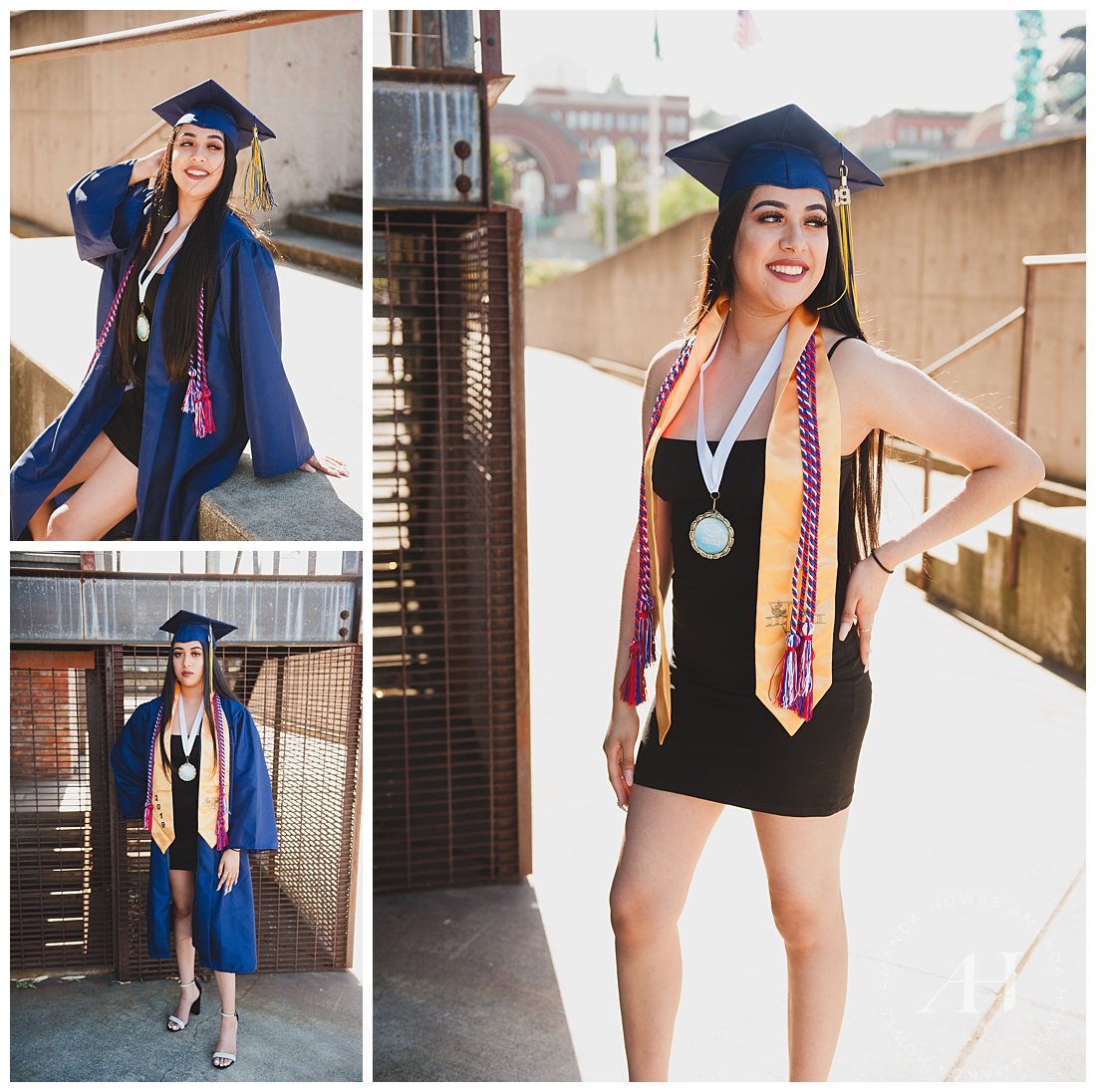 Cap and gown portraits for seniors in Tacoma photographed by Amanda Howse