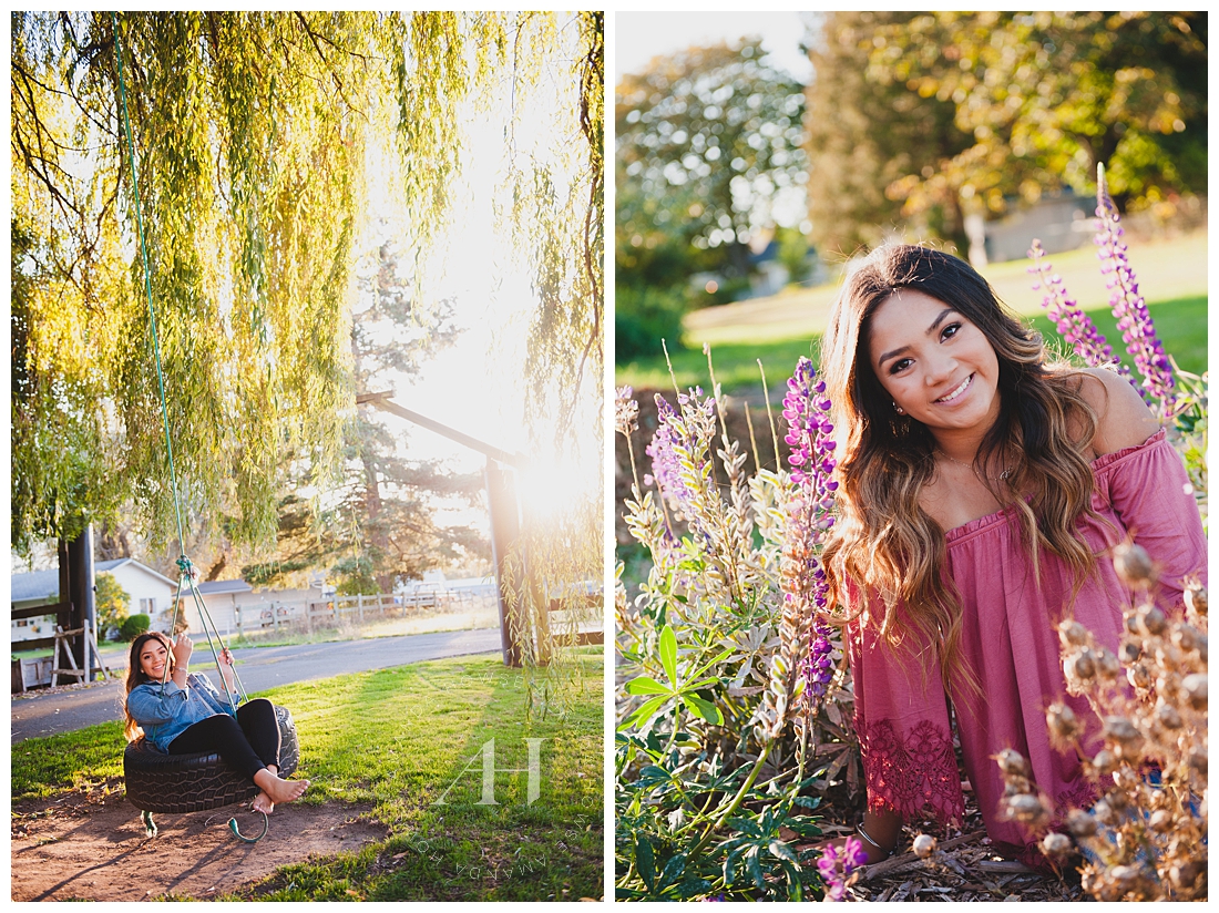 Sunny senior portraits in a garden Photographed by Tacoma Senior Photographer Amanda Howse
