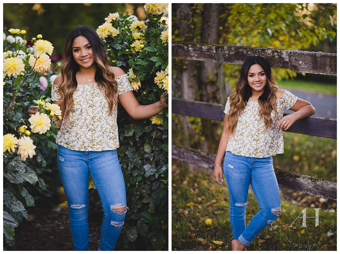Country senior portraits in a garden Photographed by Tacoma Senior Photographer Amanda Howse