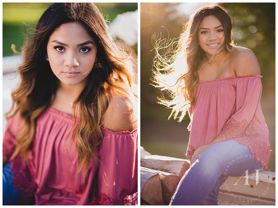 Golden hout senior portraits with warm sunlight and casual outfit ideas Photographed by Tacoma Senior Photographer Amanda Howse
