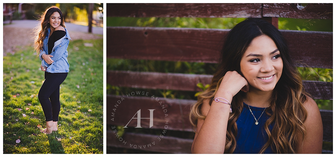 Rustic senior portraits with fence and meadow at Wild Hearts Farm photographed by Tacoma Senior Photographer Amanda Howse