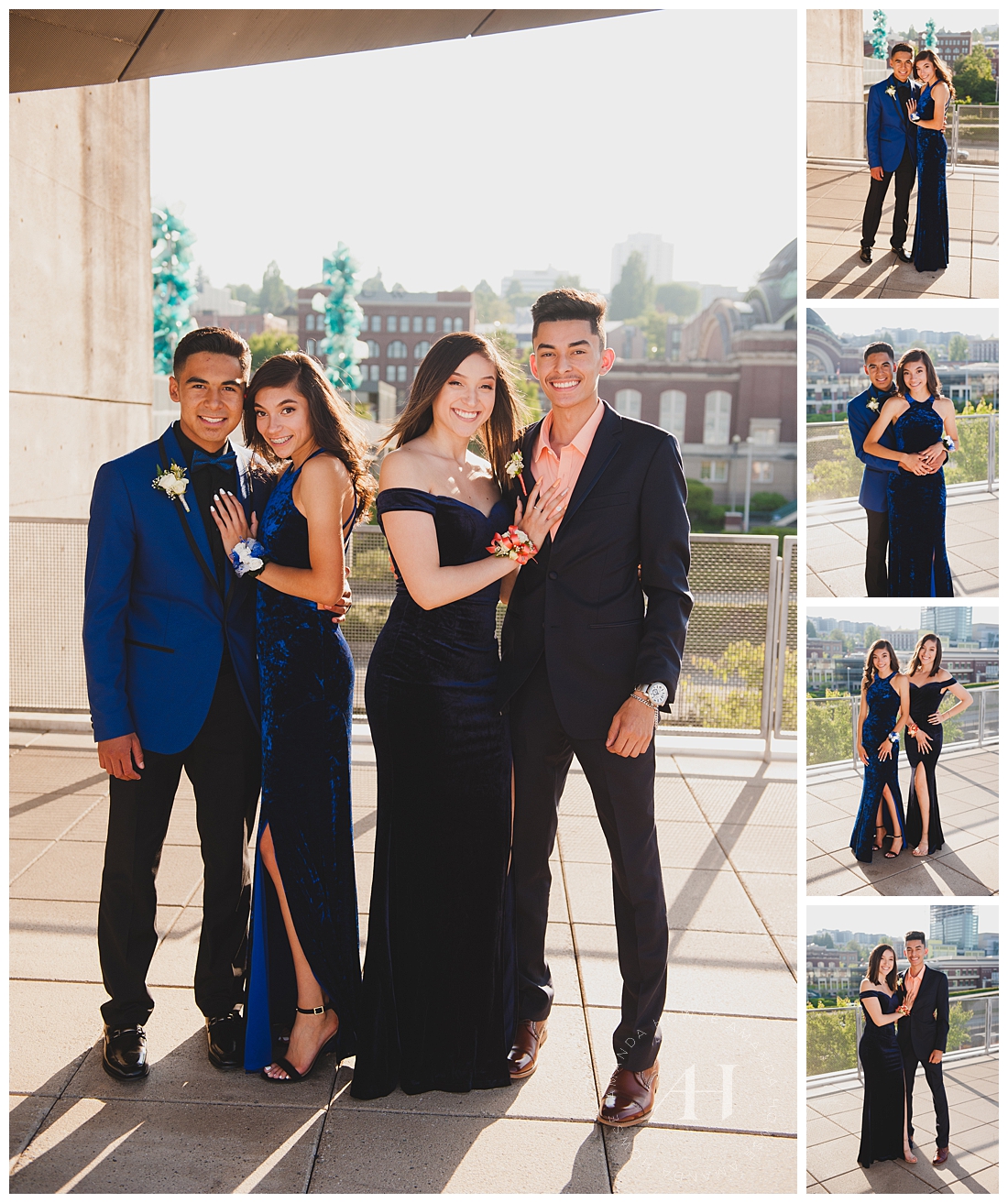 Prom double date portraits for high school seniors photographed by Tacoma senior photographer Amanda Howse