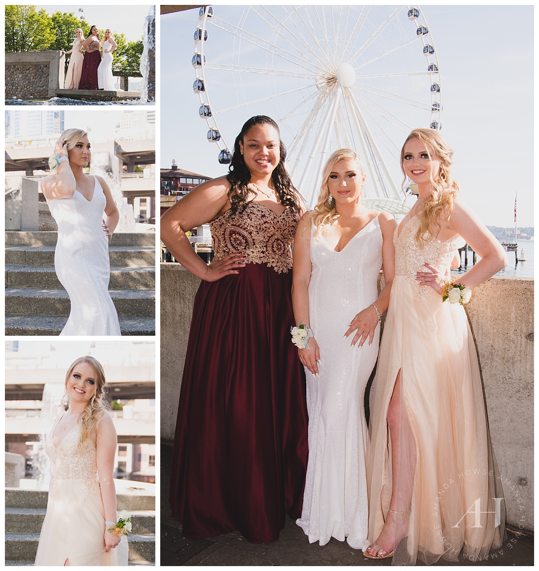 High school senior portraits in front of ferris wheel on the waterfront photographed by Tacoma senior photographer Amanda Howse
