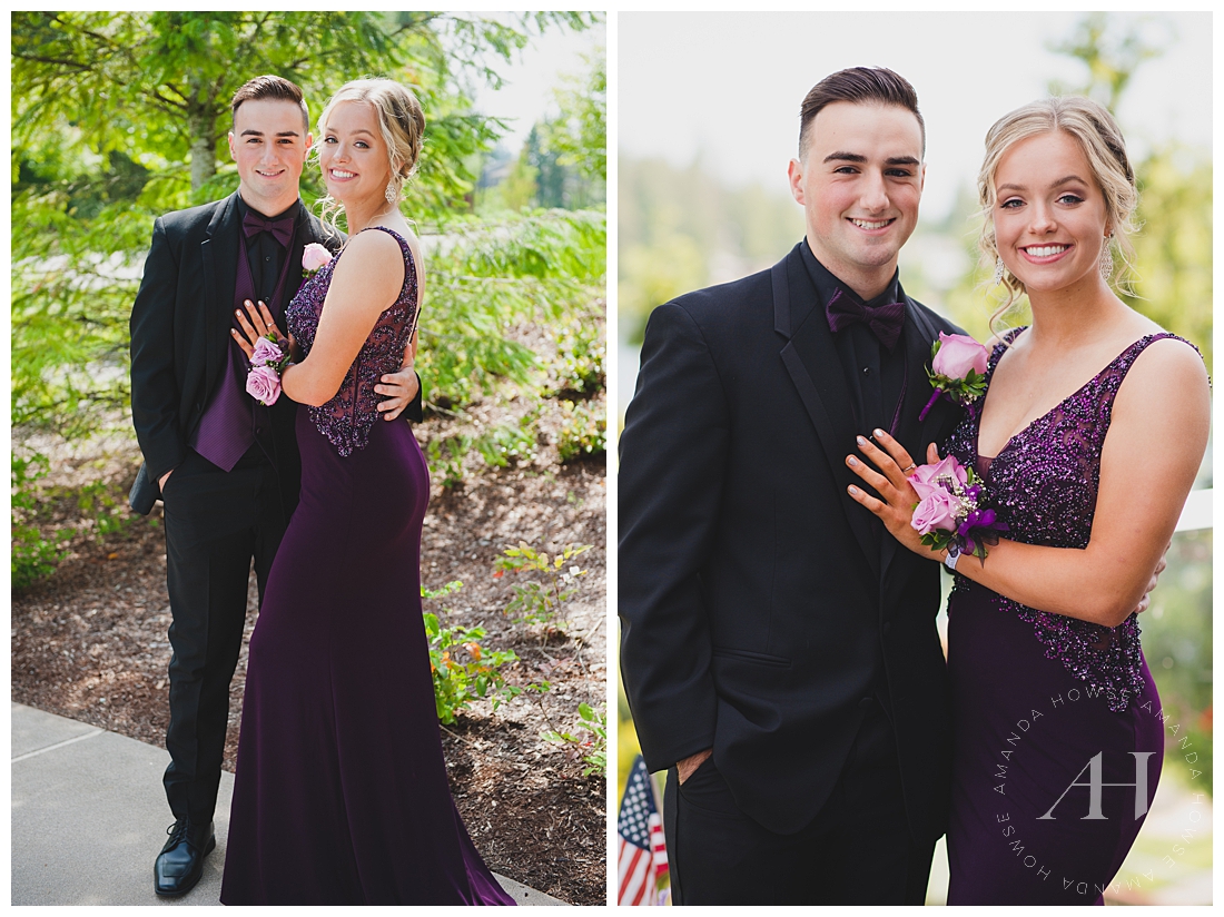 Prom pose ideas with high school senior prom date photographed by Tacoma senior photographer Amanda Howse