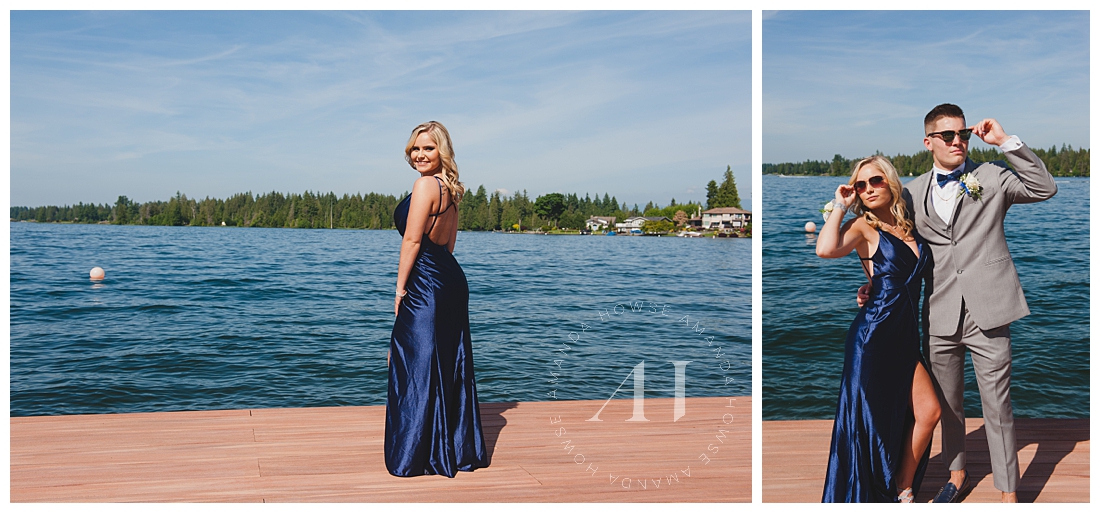 Prom portraits by the waterfront photographed by Tacoma senior photographer Amanda Howse