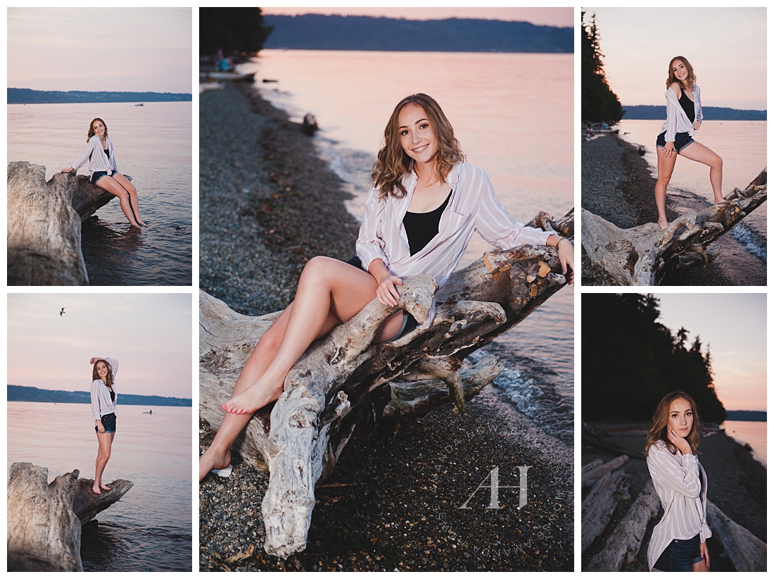 Sunset portraits at Owen Beach in Tacoma photographed by senior photographer Amanda Howse
