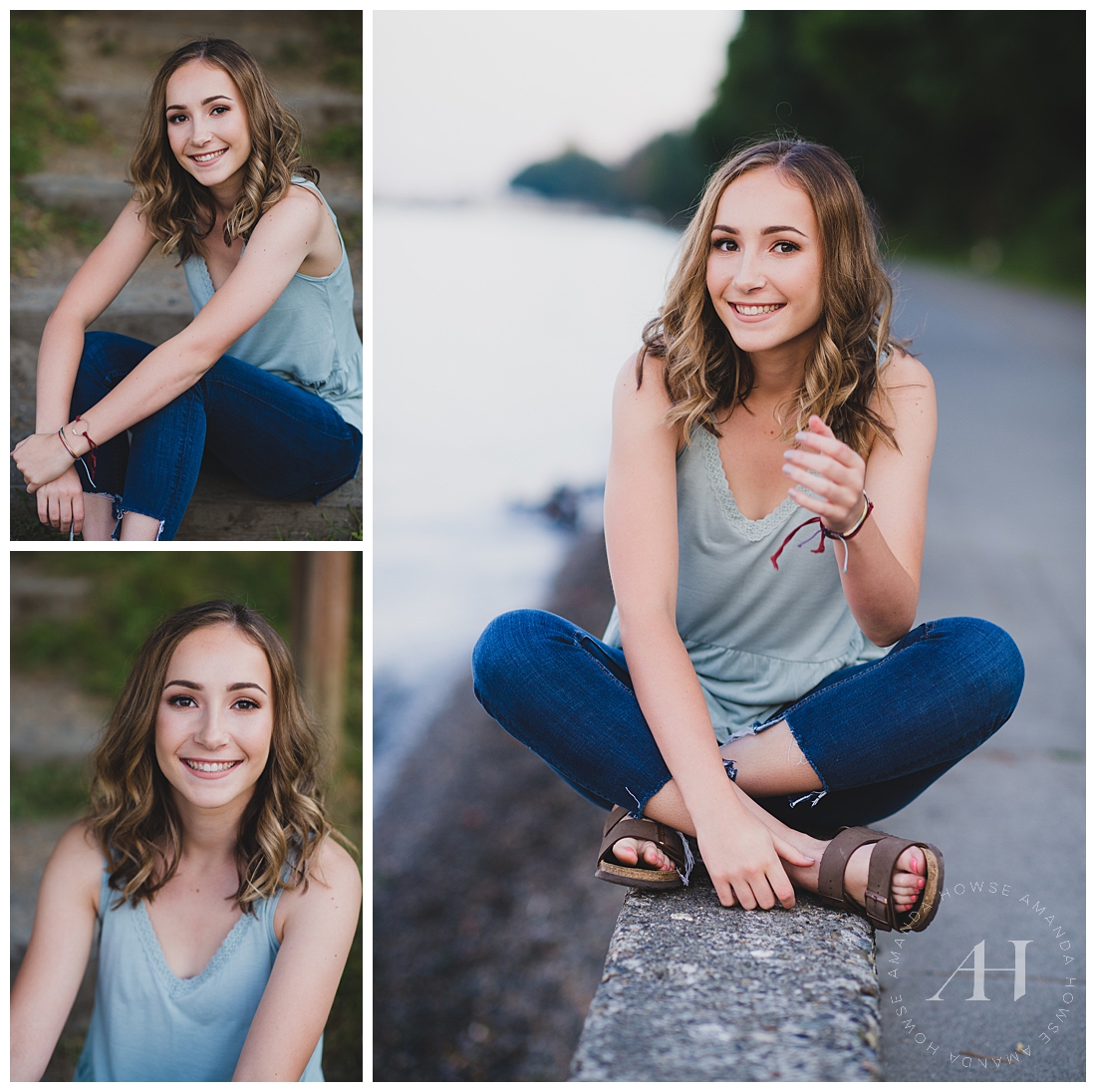 Cute PNW senior portraits on the beach with casual outfit and birkenstocks photographed by Tacoma senior photographer Amanda Howse