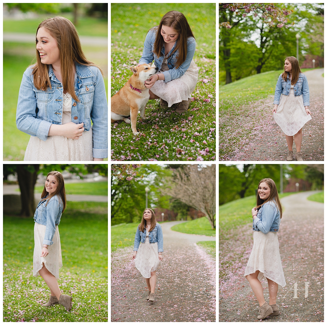 Fun Spring Senior Portraits with a Dog | Senior Portrait Outfit Inspiration | Photographed by Amanda Howse