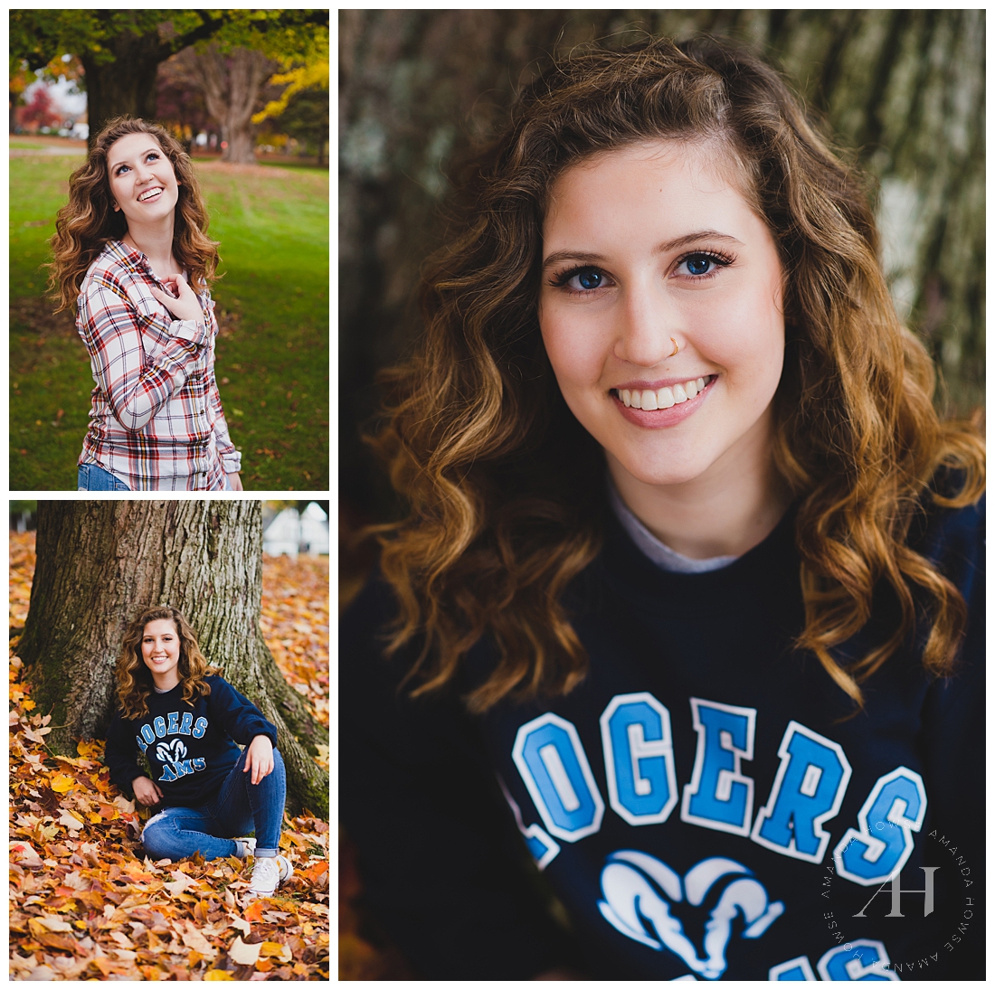 Senior Portraits with Curly Hair and Casual Flannel Outfits | Photographed by Tacoma Senior Photographer Amanda Howse