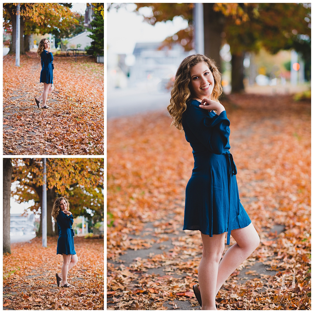 Autumn Senior Portraits with Autumn Leaves and Gorgeous Outfit Inspo | Photographed by Tacoma Senior Photographer Amanda Howse