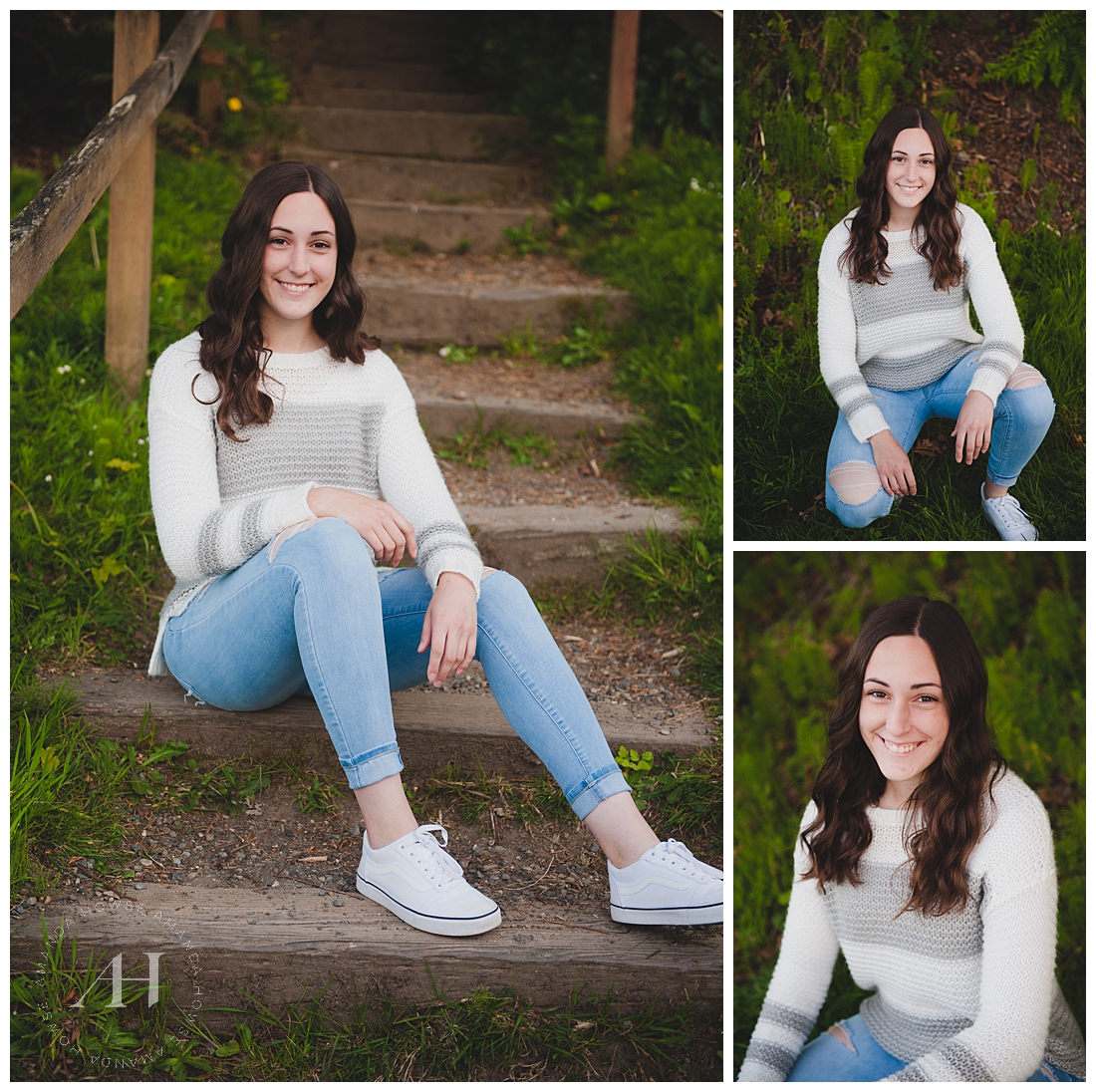 Senior Portraits on the Steps of Owen Beach Photographed by Amanda Howse