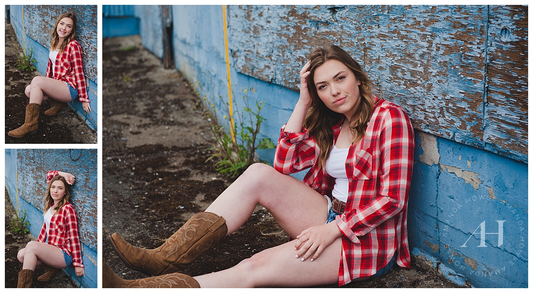 Rustic Senior Portraits in Downtown Tacoma with Red Flannel and Cowboy Boots | July 4th Photoshoot | Photographed by Tacoma Senior Photographer Amanda Howse