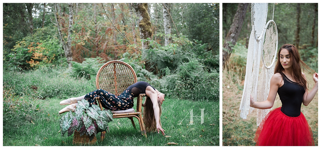 Portraits of Ballerinas in the Woods with Lush Greenery | Photographed by Tacoma Senior Photographer Amanda Howse