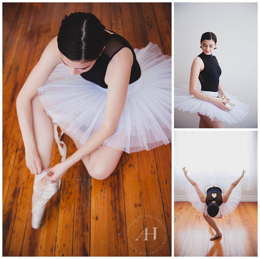 Gorgeous Ballerina Putting on Ballet Slippers and Dancing | Ballerina Portrait Sessions in Tacoma | Amanda Howse Photography
